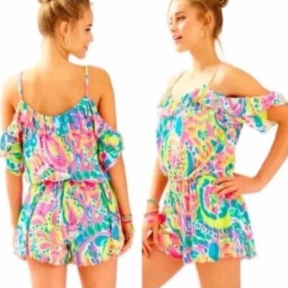 Lilly Pulitzer XS Fenella Paisley Short Romper Spring Break Preppy Beachy Resort